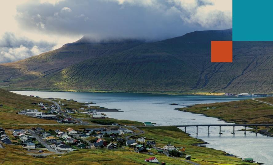 View over bridge in Faroe Islands.