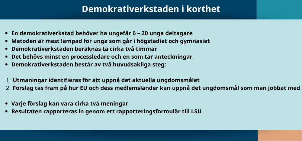 Demokrativerkstaden i korthet - EU:s ungdomsdialog